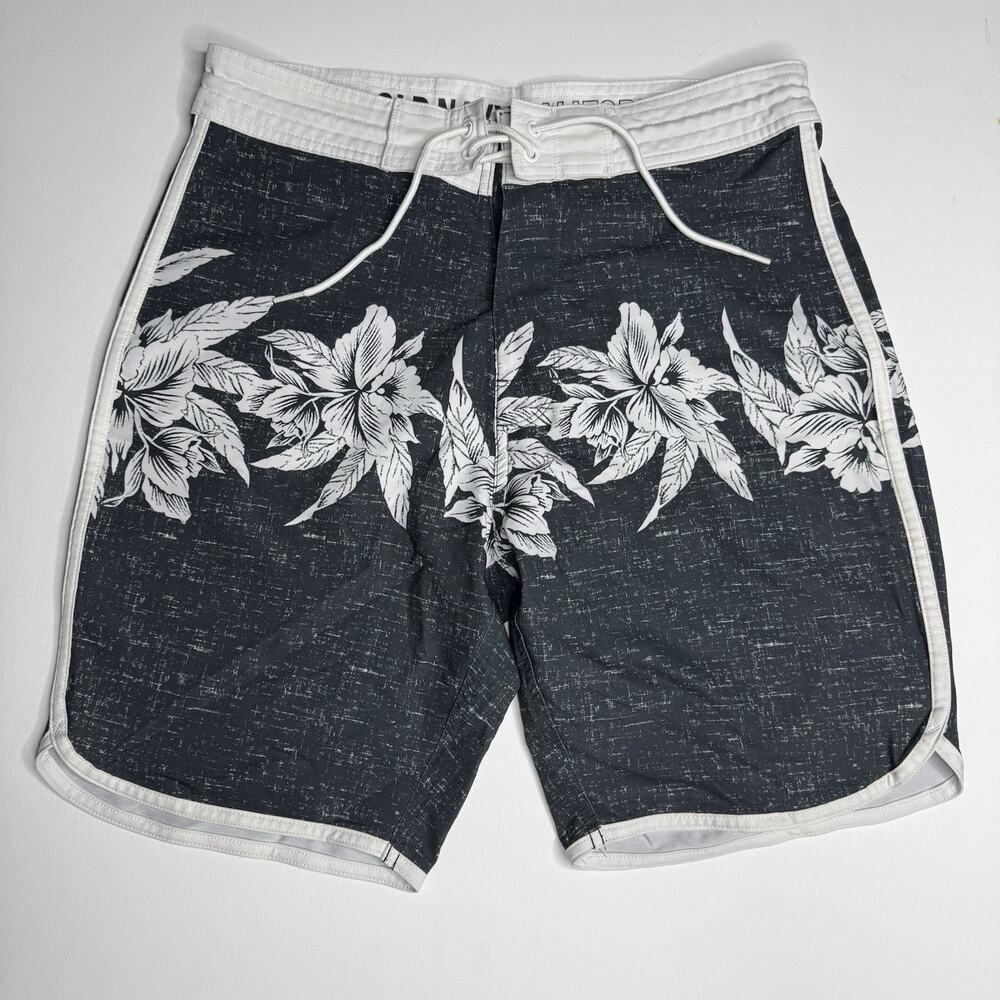 Old Navy California Floral Board Shorts Men’s Size 30 Black White Swim Trunks